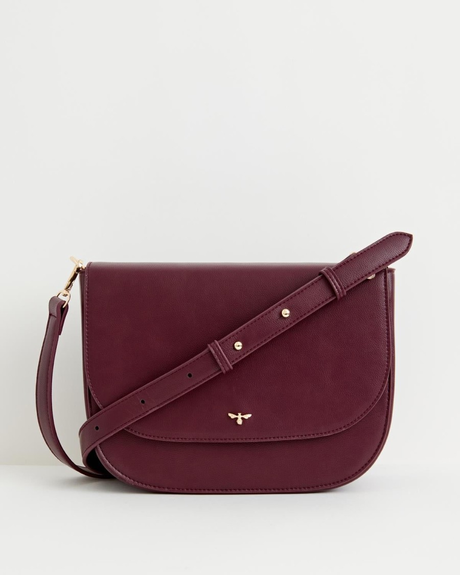 Handtassen Fable England | Nina Messenger Handtas Bordeaux Veganistisch Leer