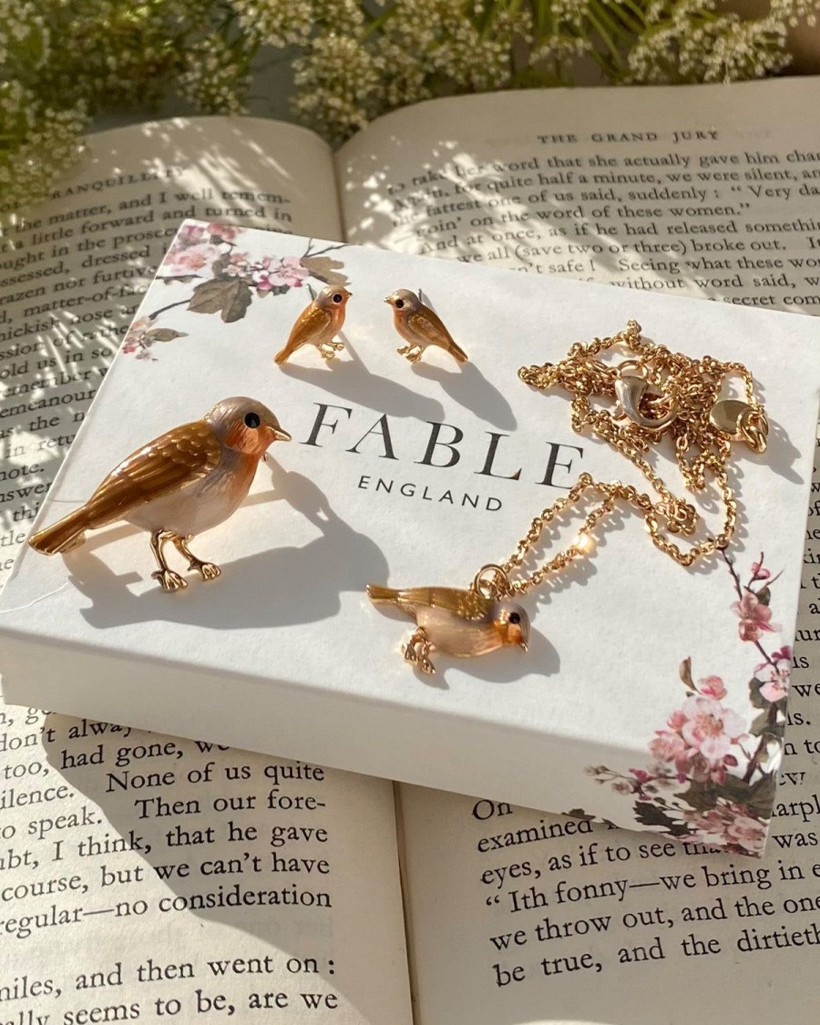 Sieraden Fable England | Emaille Robin Broche