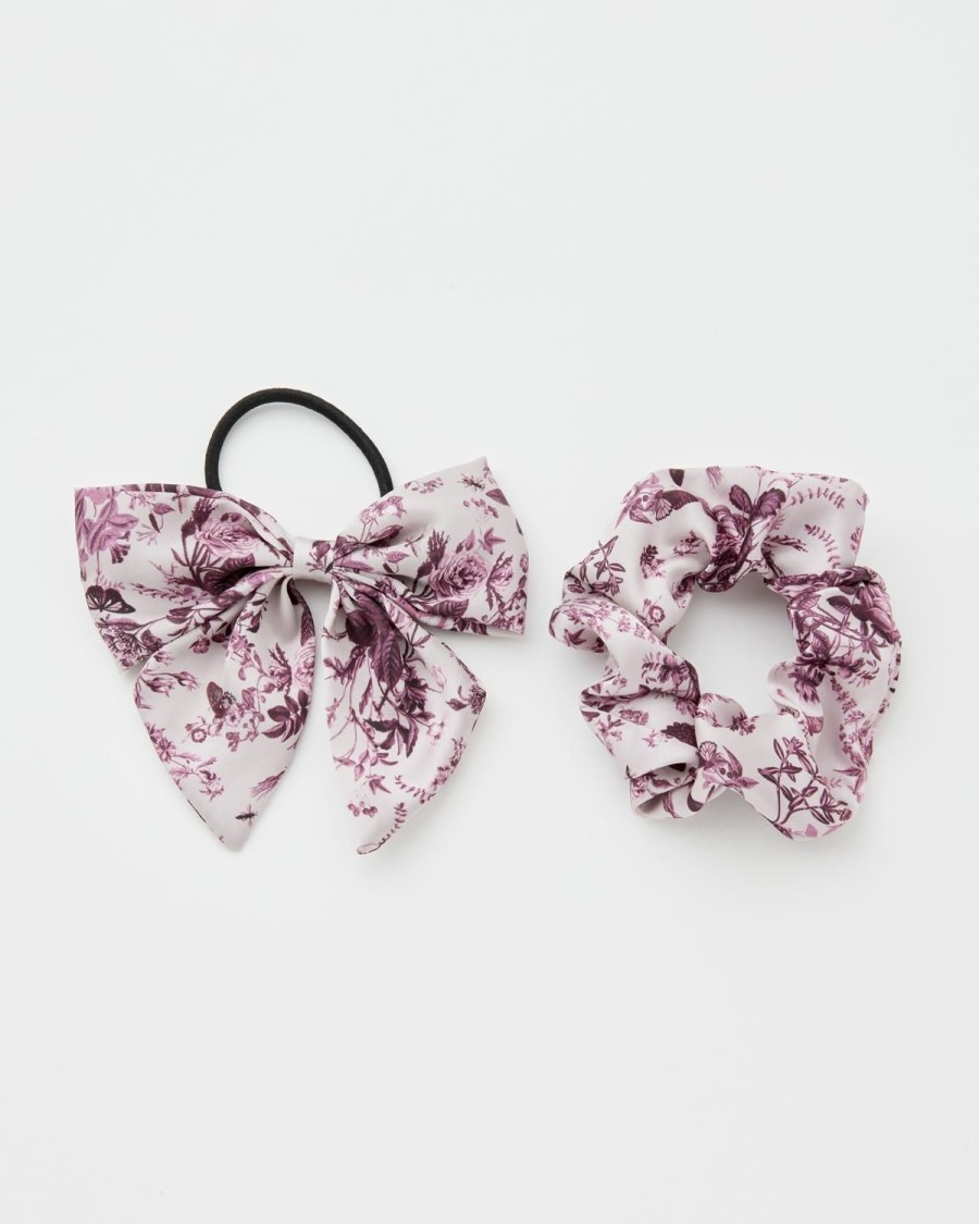 Accessoires Fable England | Rambling Rose Scrunchie & Strik Set Burgundy