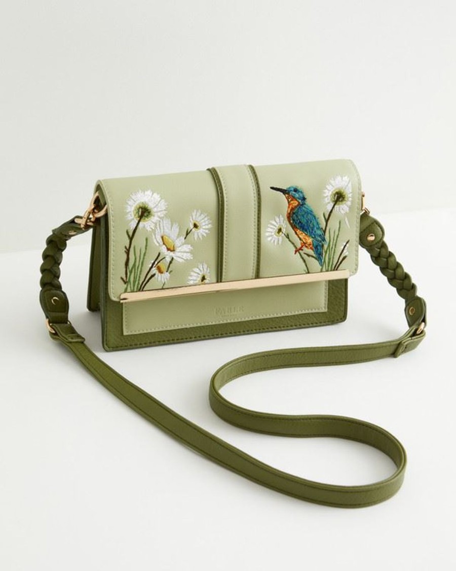 Handtassen Fable England | Geborduurde Kingfisher Crossbodytas